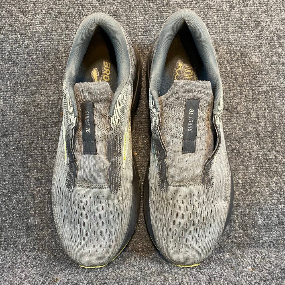 Brooks Ghost 16 Mens Size 10 Medium Gray Lime Athletic Running Shoes Trainers - Picture 3 of 8